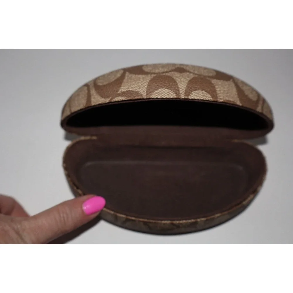Coach Brown Monogram C Hard Shell Eyeglasses Sunglasses Clamshell Case